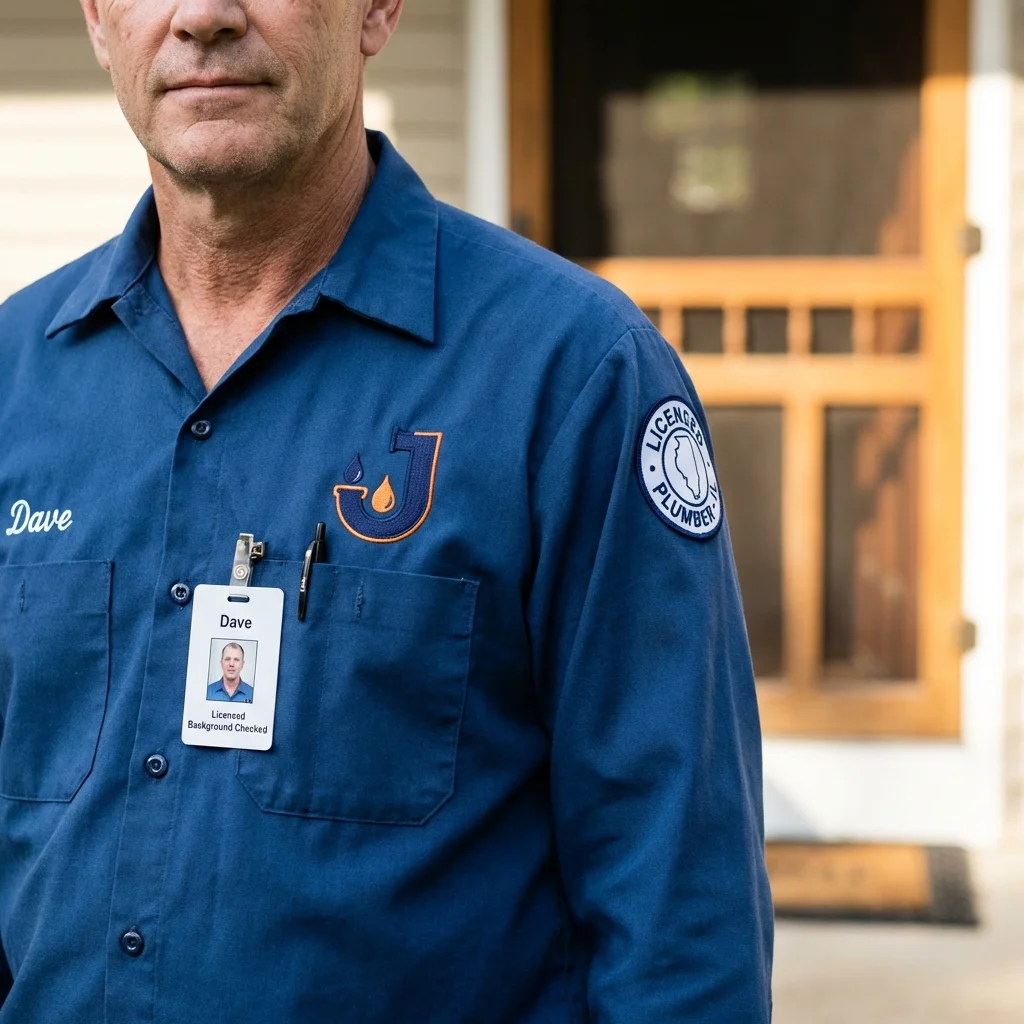 Licensed plumber showing ID badge in Biglerville, PA