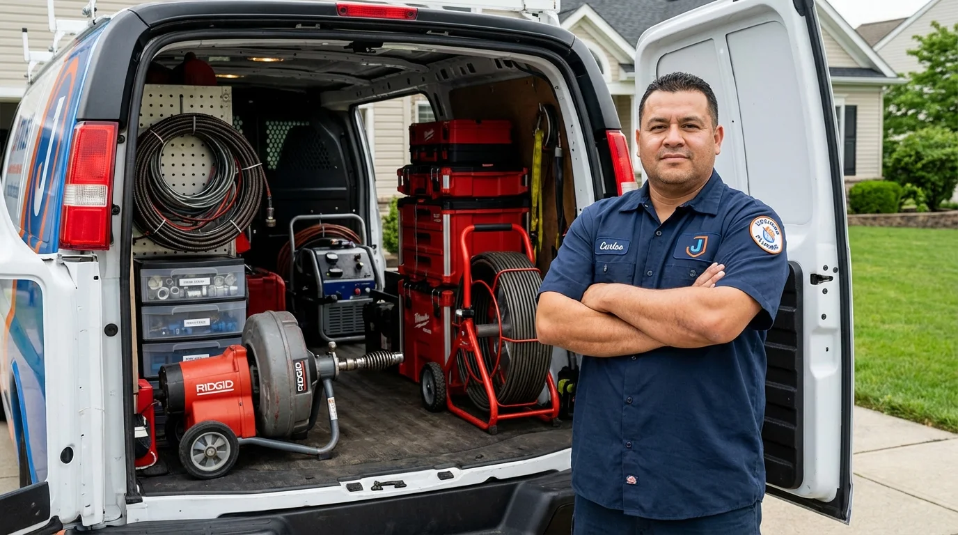 Professional drain cleaning equipment and Johns Plumbing LLC plumber in Biglerville