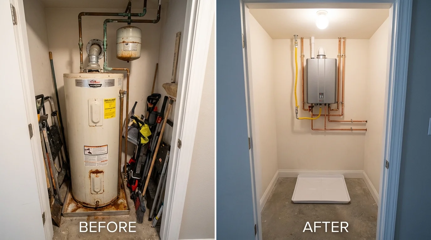 Tank water heater versus wall-mounted tankless unit comparison for Biglerville, PA homeowners